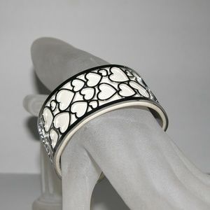 Resizeable Leather & Silver Heart Cuff